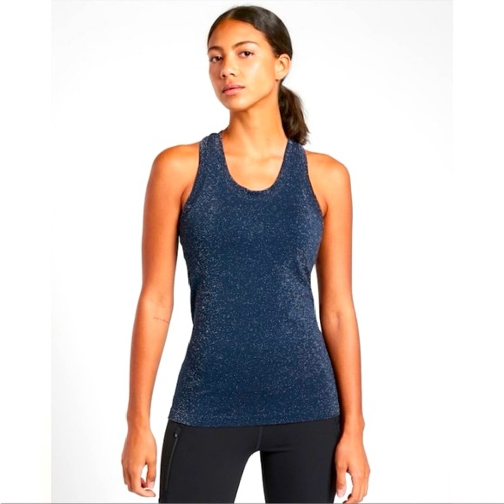 Athleta Momentum Seamless Shine Tank S Navy Blue